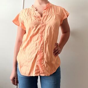 Dear John Light Orange Ruffle Sleeve Blouse
